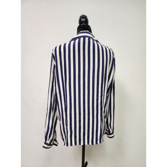 Vtg Mariano Rubinacci Women's Striped Silk Blazer Ivory & Blue Size IT 46 US 10 - Picture 3 of 7